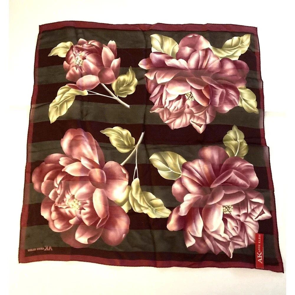 Anne Klein Vintage Silk Floral Scarf Square 20
